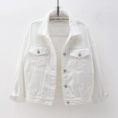 Women's Denim Jacket Spring Autumn Short Coat Pink Jean Jackets Casual Tops Purple Yellow White Loose Tops Lady Outerwear KW02
