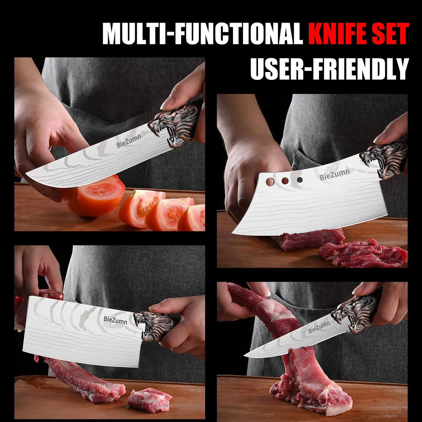 Hot Sale Multi Functional Meat Cutting Boning Knife Set Stainless Steel Kitchen Chef Knives Set