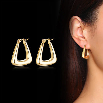 Fashion Square Geometric Hoop Earrings for Women, Chic Metal Stainless Steel Lady Earrings Bijoux Femme New Jewelry