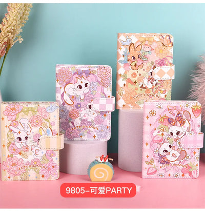256 Page Children Cute Notebook Color Page Illustration Magnetic Button Soft Leather Diary Student Planner Agenda Notepad Book