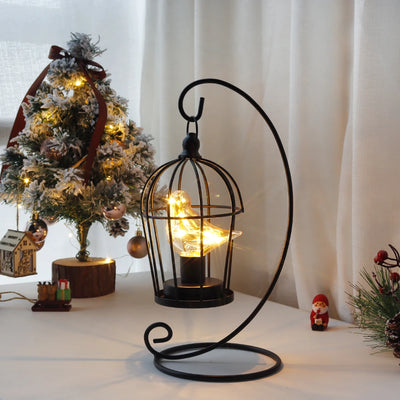 Elegant Birdcage Bulb Decorative Table Lamp Black Cordless Bar Dining Room Lamp Battery Powered Lamp for Other Event Decoration