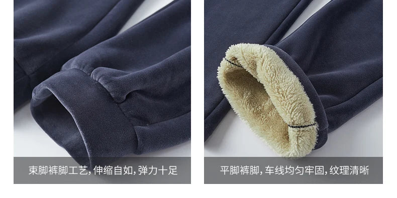 Men Winter Plus Velvet Thick Tracksuits Men's Lamb Cashmere Hoodies+vests+pants Three-pieces Sets Men Warm Casual Lamb Wool Sets