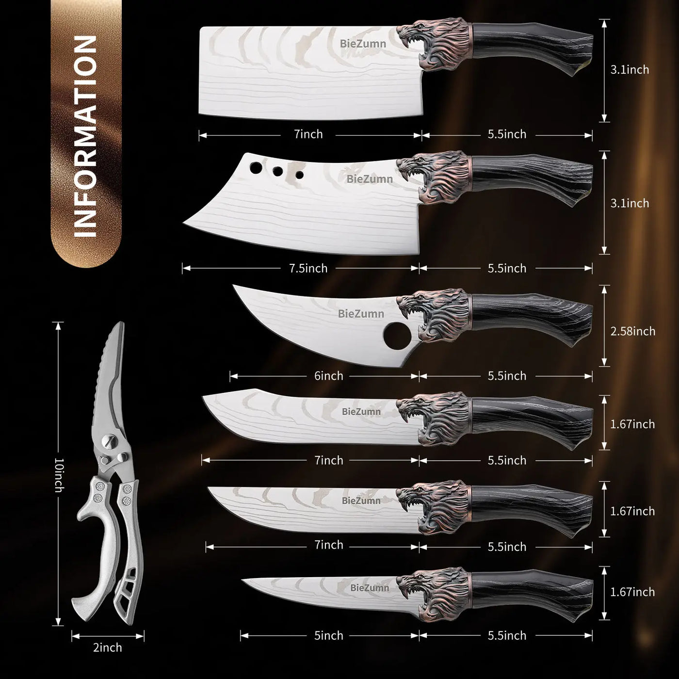 Hot Sale Multi Functional Meat Cutting Boning Knife Set Stainless Steel Kitchen Chef Knives Set