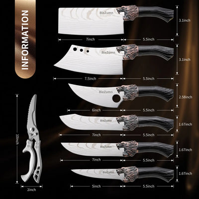 Hot Sale Multi Functional Meat Cutting Boning Knife Set Stainless Steel Kitchen Chef Knives Set