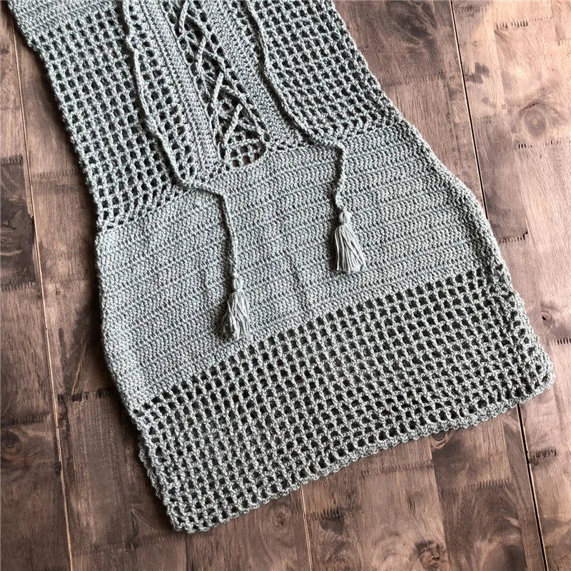 CROCHET BIKINI Hollow Out Set Knitted Cotton Handmade Sexy Swimsuit Summer Swimwear Bandage Beachwear European Bathing suit
