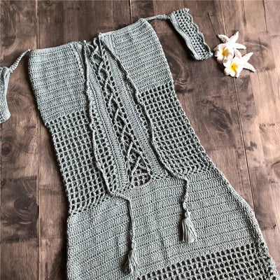 CROCHET BIKINI Hollow Out Set Knitted Cotton Handmade Sexy Swimsuit Summer Swimwear Bandage Beachwear European Bathing suit
