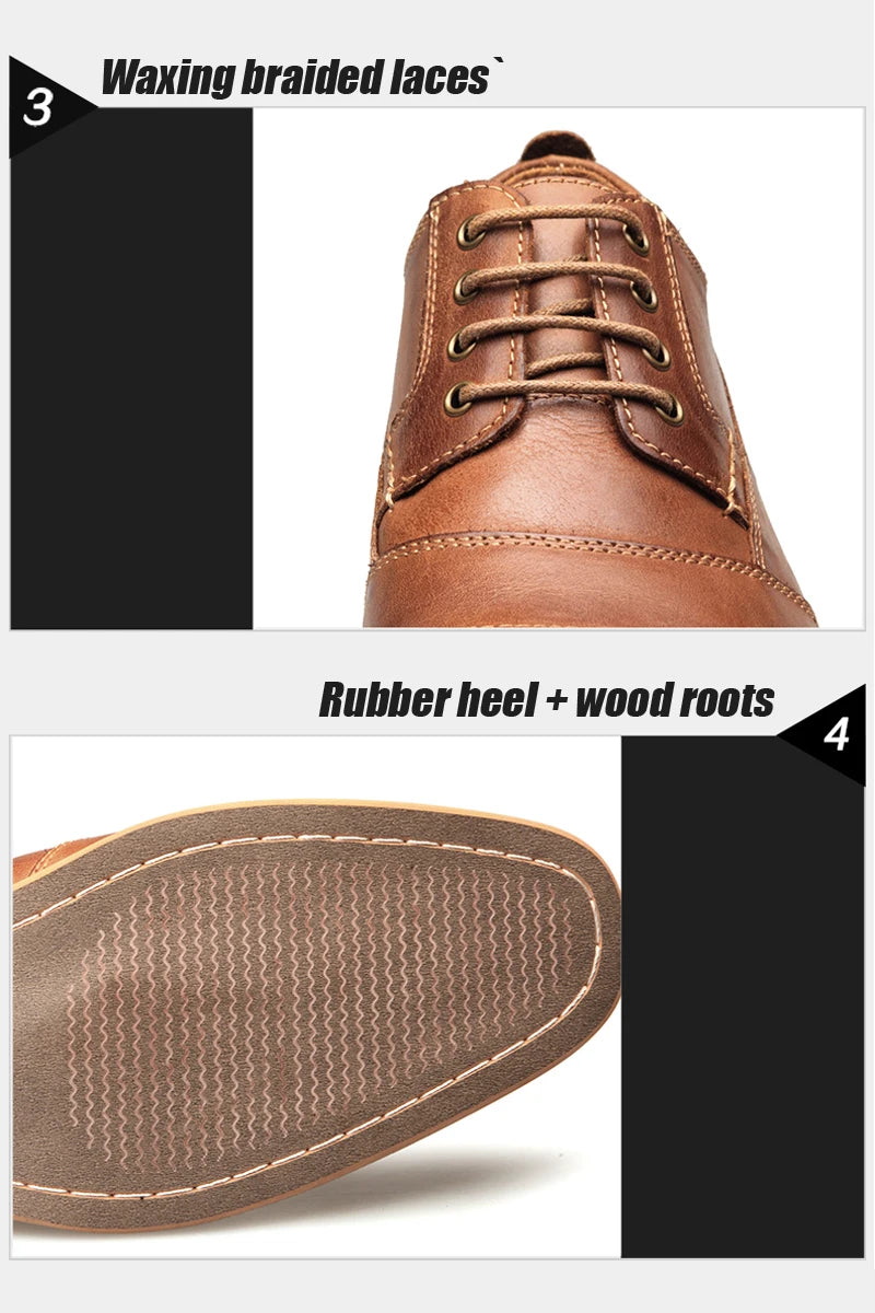 ZFTL New Men Dress shoes Genuine Leather Man Business shoes Big Size Men's Wedding shoes Casual Lace-up shoes Handmade  2025