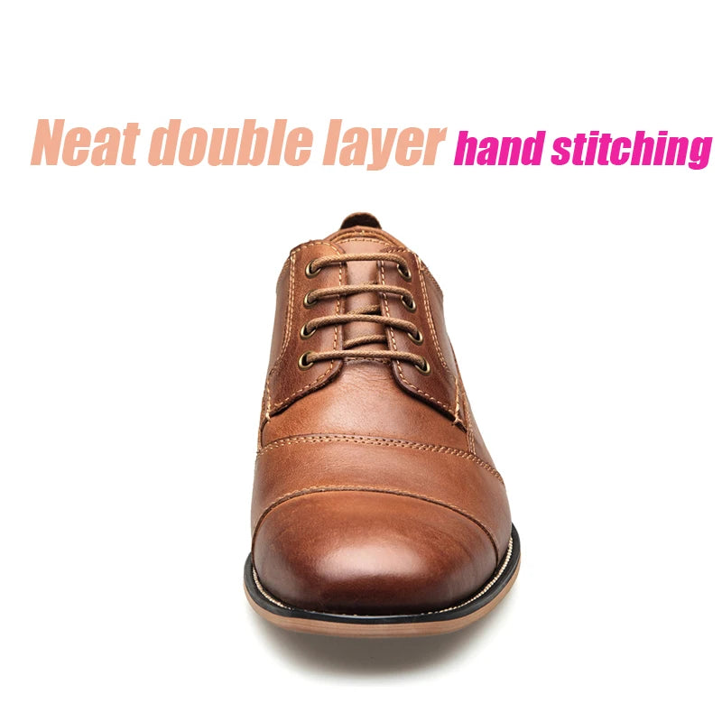 ZFTL New Men Dress shoes Genuine Leather Man Business shoes Big Size Men's Wedding shoes Casual Lace-up shoes Handmade  2025