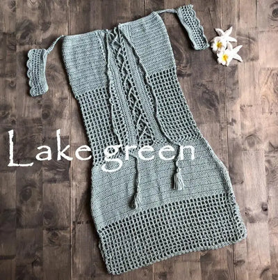 CROCHET BIKINI Hollow Out Set Knitted Cotton Handmade Sexy Swimsuit Summer Swimwear Bandage Beachwear European Bathing suit