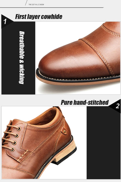 ZFTL New Men Dress shoes Genuine Leather Man Business shoes Big Size Men's Wedding shoes Casual Lace-up shoes Handmade  2025