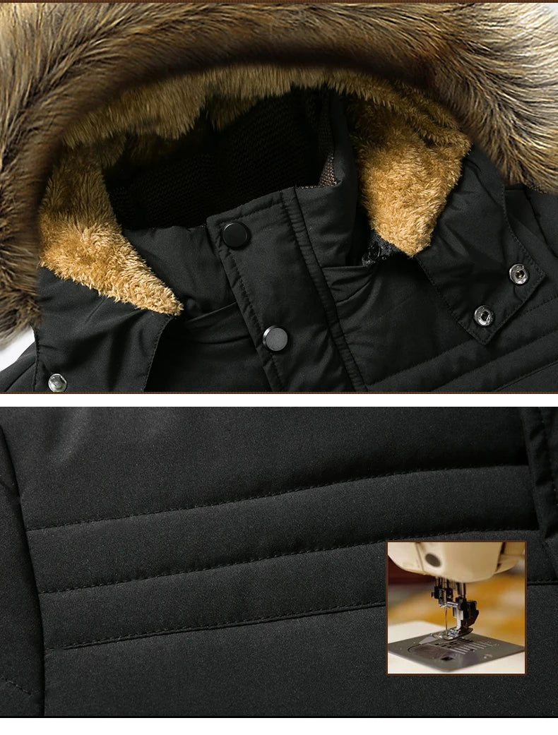 2023 Winter New Warm Thick Fleece Parkas Men Waterproof Hooded Fur Collar Parka Jacket Coat Men Autumn Fashion Casual Parkas Men
