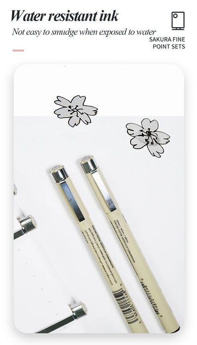 SAKURA Waterproof Micron Pen Set Waterproof Fine Liner Marker Pen Painting Drawing Sketch Markers Artistic Cartoon Design
