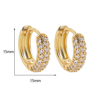 Punk Gold Color Twist Round Piercing Hoop Earrings Female Luxury CZ Crystal Geometric Ear Buckle Huggie Earrings Women Jewelry