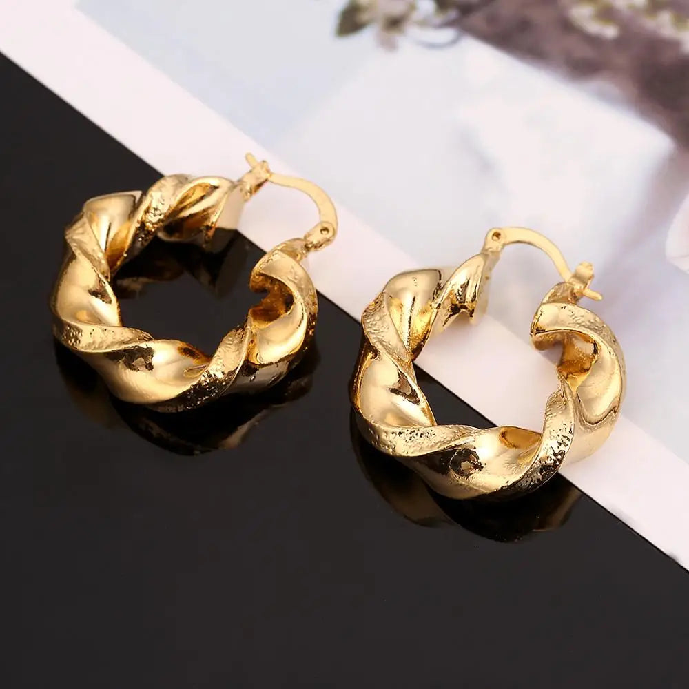 Dubai Gold Color Ethiopian Hoop Earrings African Style for Israel Sudan Arab Middle East Women Jewelry