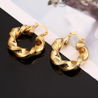 Dubai Gold Color Ethiopian Hoop Earrings African Style for Israel Sudan Arab Middle East Women Jewelry
