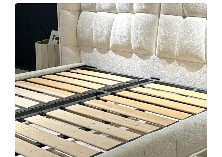 Italian Minimalist Designer 1.8m Master Bedroom Double Bed High-End Home Chenille Velvet Soft Bed Modern for Internet Celebrity