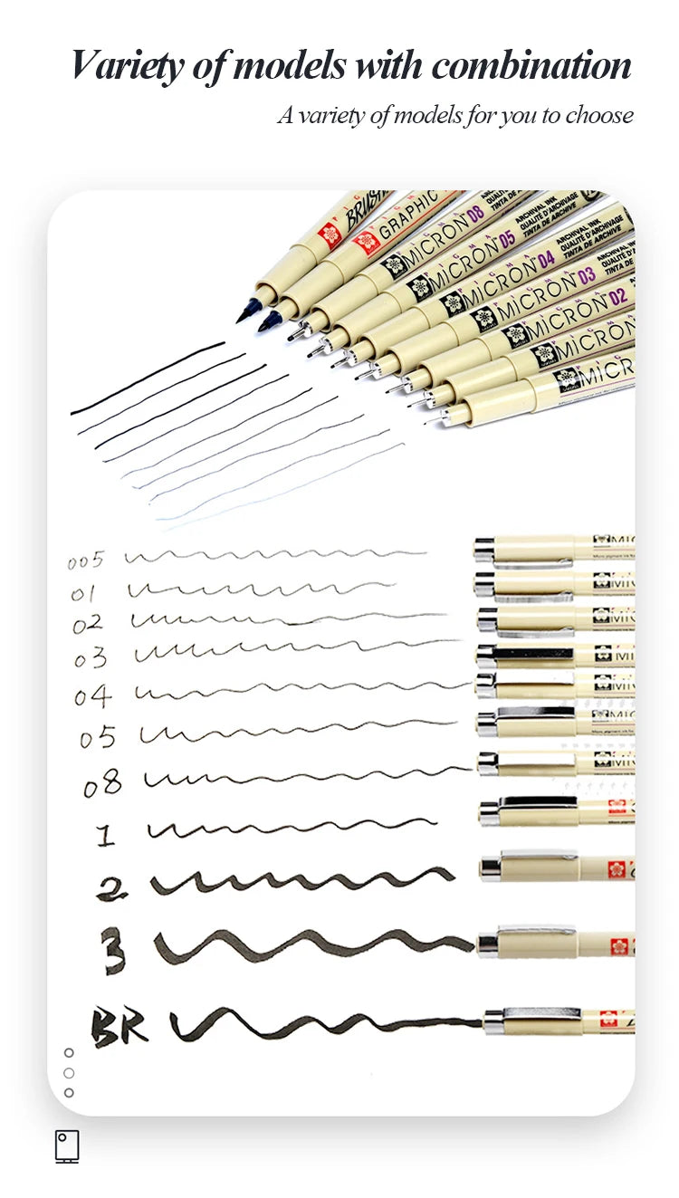 SAKURA Waterproof Micron Pen Set Waterproof Fine Liner Marker Pen Painting Drawing Sketch Markers Artistic Cartoon Design