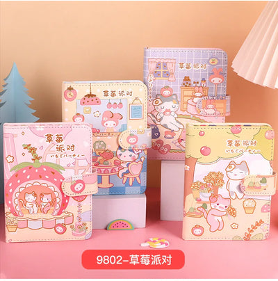 256 Page Children Cute Notebook Color Page Illustration Magnetic Button Soft Leather Diary Student Planner Agenda Notepad Book
