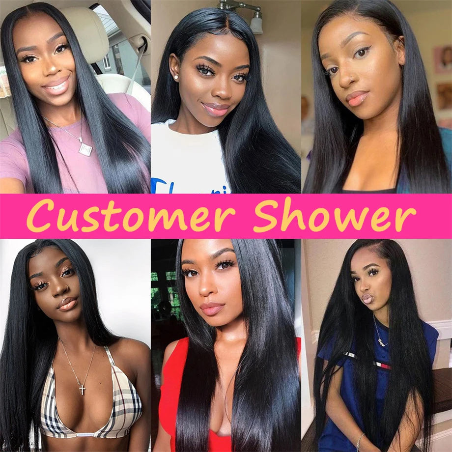 12A Peruvian Straight 13x6 Lace Front Human Hair Wig Natural Color 32 Inch 4x4 HD Transparent Lace Closure Wig For Black Women