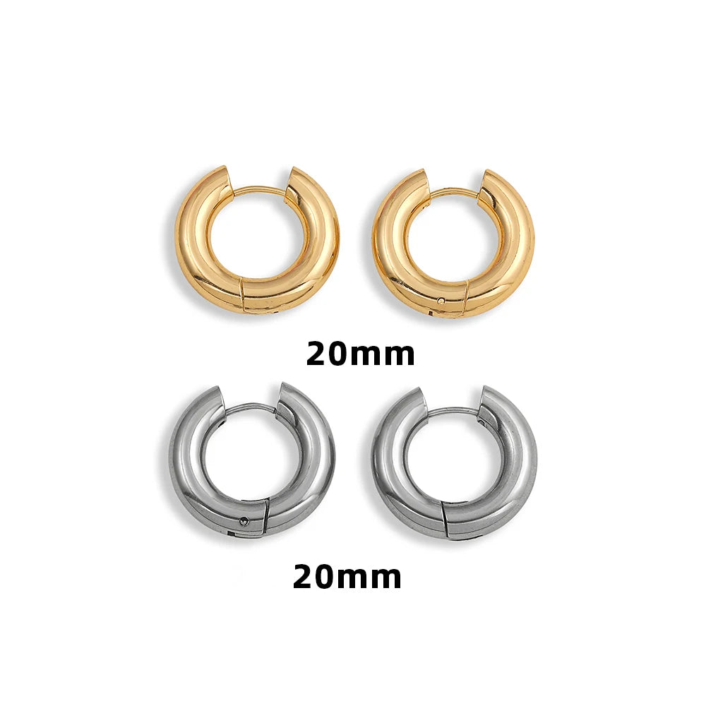 Punk Gold Color Twist Round Piercing Hoop Earrings Female Luxury CZ Crystal Geometric Ear Buckle Huggie Earrings Women Jewelry