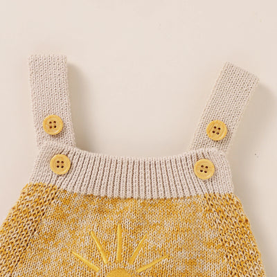 2021-07-02 Lioraitiin 0-18M Newborn Baby Boy Girl Autumn Bodysuit Sleeveless Knitting Sun Printed Jumpsuit 2Styles