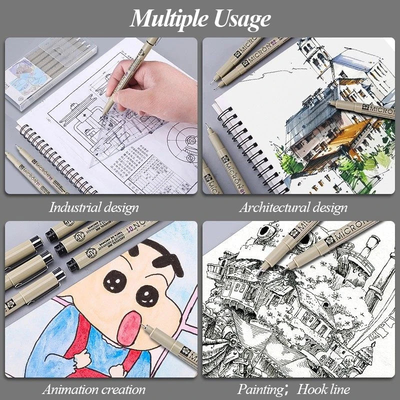 SAKURA Waterproof Micron Pen Set Waterproof Fine Liner Marker Pen Painting Drawing Sketch Markers Artistic Cartoon Design