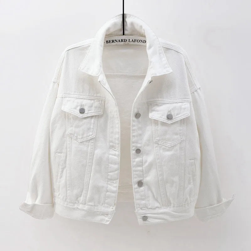Women's Denim Jacket Spring Autumn Short Coat Pink Jean Jackets Casual Tops Purple Yellow White Loose Tops Lady Outerwear KW02