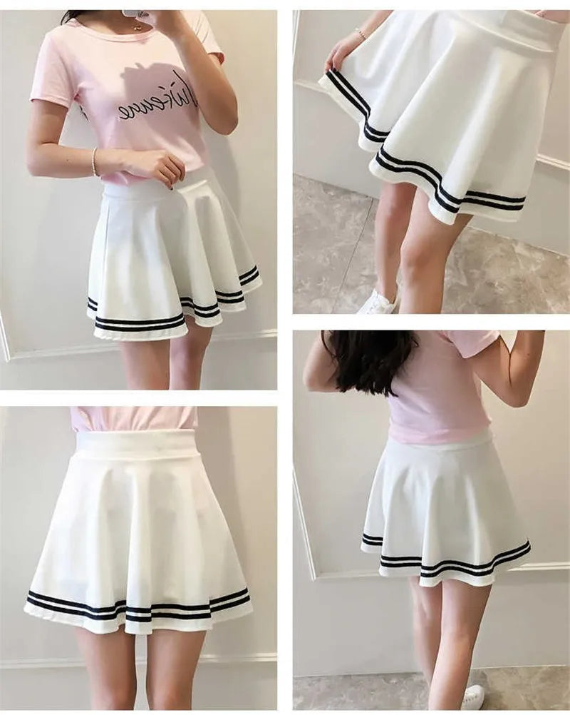 ALSOTO Summer Style Sexy Skirt for Girl Korean Skirts Womens Faldas Anti emptied saia lady Skater pleated mini Skirt tutu