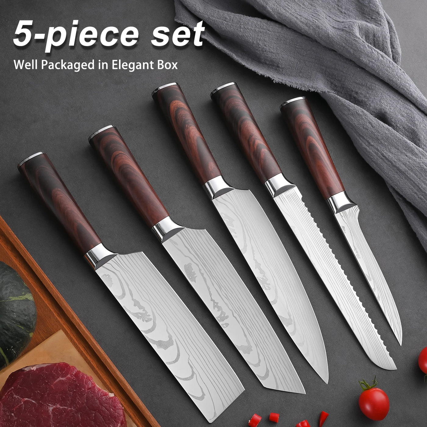 5 Pcs Kitchen Knives Set High Quality Durable Japanese Kitchen Boning Chefs Knife Set