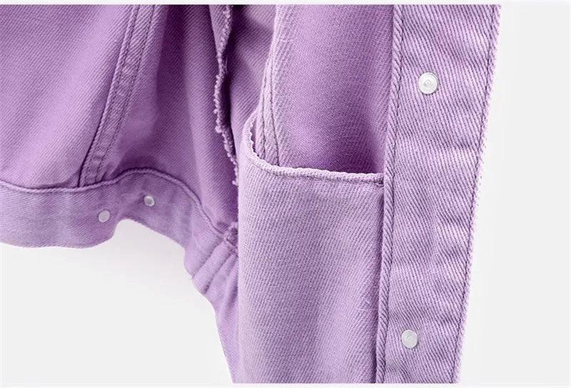 Women's Denim Jacket Spring Autumn Short Coat Pink Jean Jackets Casual Tops Purple Yellow White Loose Tops Lady Outerwear KW02