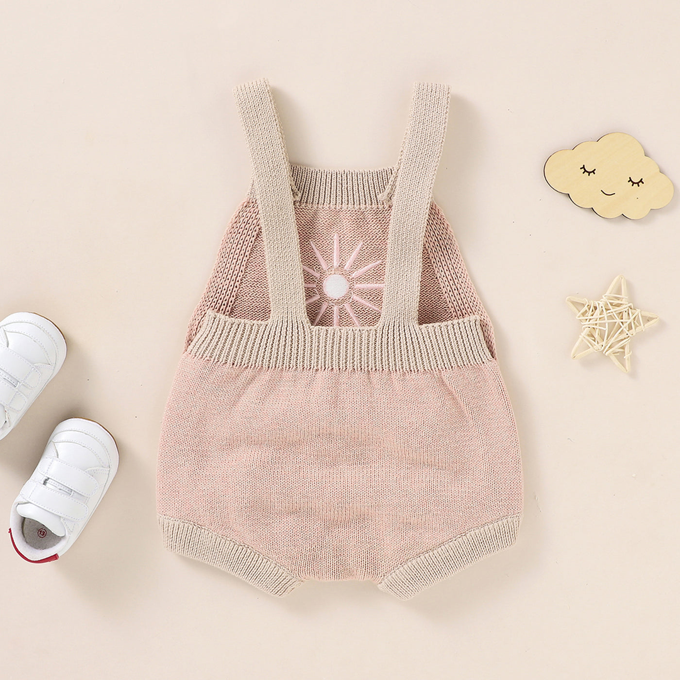 2021-07-02 Lioraitiin 0-18M Newborn Baby Boy Girl Autumn Bodysuit Sleeveless Knitting Sun Printed Jumpsuit 2Styles
