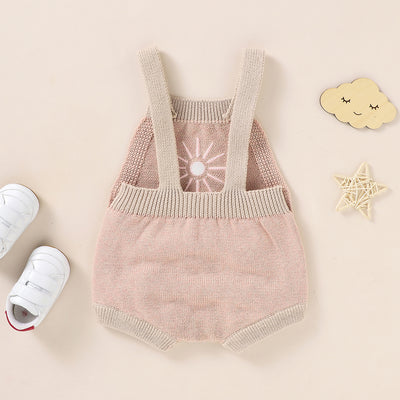 2021-07-02 Lioraitiin 0-18M Newborn Baby Boy Girl Autumn Bodysuit Sleeveless Knitting Sun Printed Jumpsuit 2Styles