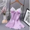 2021 hot sale summer solid v-neck Sexy Lingerie Women Silk  Robe Dress Babydoll Nightdress Nightgown Sleepwear