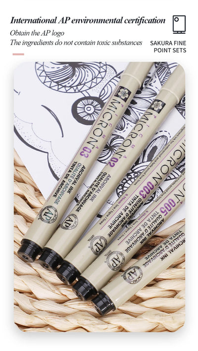 SAKURA Waterproof Micron Pen Set Waterproof Fine Liner Marker Pen Painting Drawing Sketch Markers Artistic Cartoon Design
