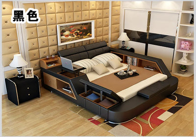 real Genuine leather bed frame Modern Soft Beds with storage Home Bedroom Furniture cama muebles de dormitorio / camas quarto