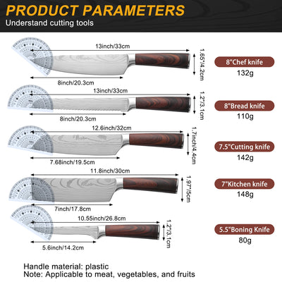 5 Pcs Kitchen Knives Set High Quality Durable Japanese Kitchen Boning Chefs Knife Set
