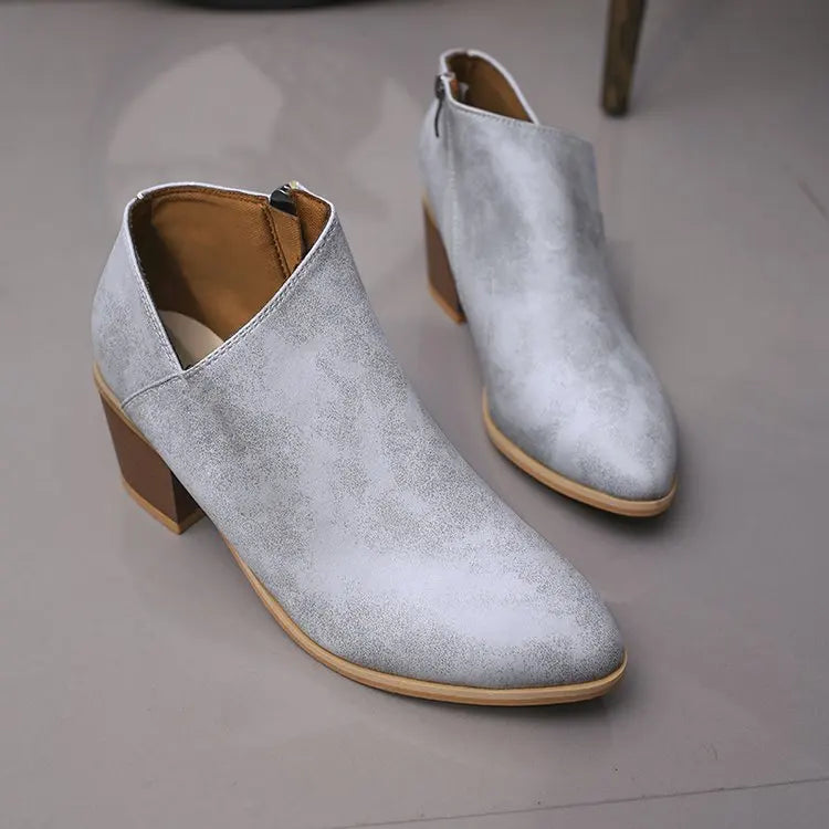 Summer Women Shoes Retro High Heel Ankle Boots Female Block Mid Heels Casual Botas Mujer Booties Feminina Plus Size 43