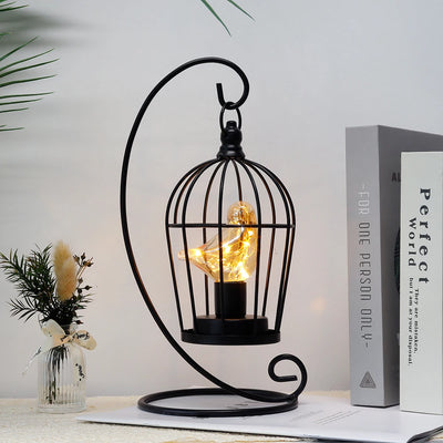 Elegant Birdcage Bulb Decorative Table Lamp Black Cordless Bar Dining Room Lamp Battery Powered Lamp for Other Event Decoration