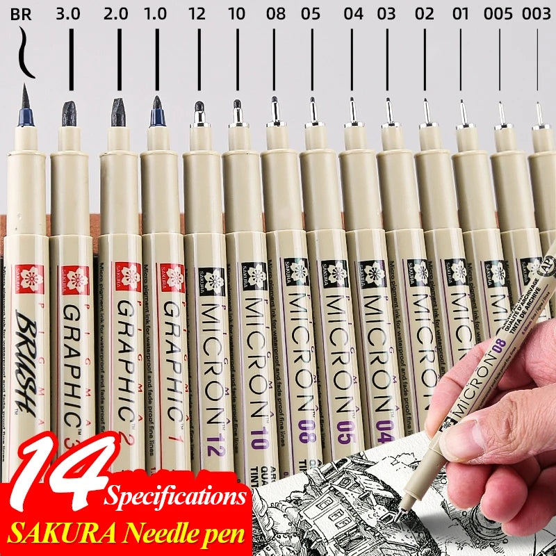 SAKURA Waterproof Micron Pen Set Waterproof Fine Liner Marker Pen Painting Drawing Sketch Markers Artistic Cartoon Design