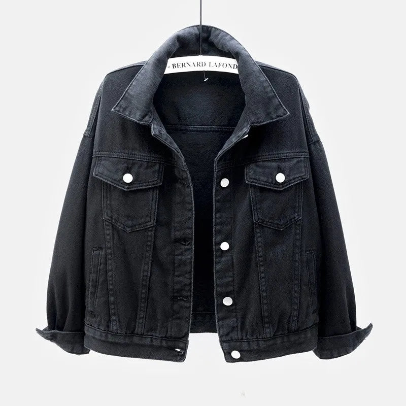 Women's Denim Jacket Spring Autumn Short Coat Pink Jean Jackets Casual Tops Purple Yellow White Loose Tops Lady Outerwear KW02