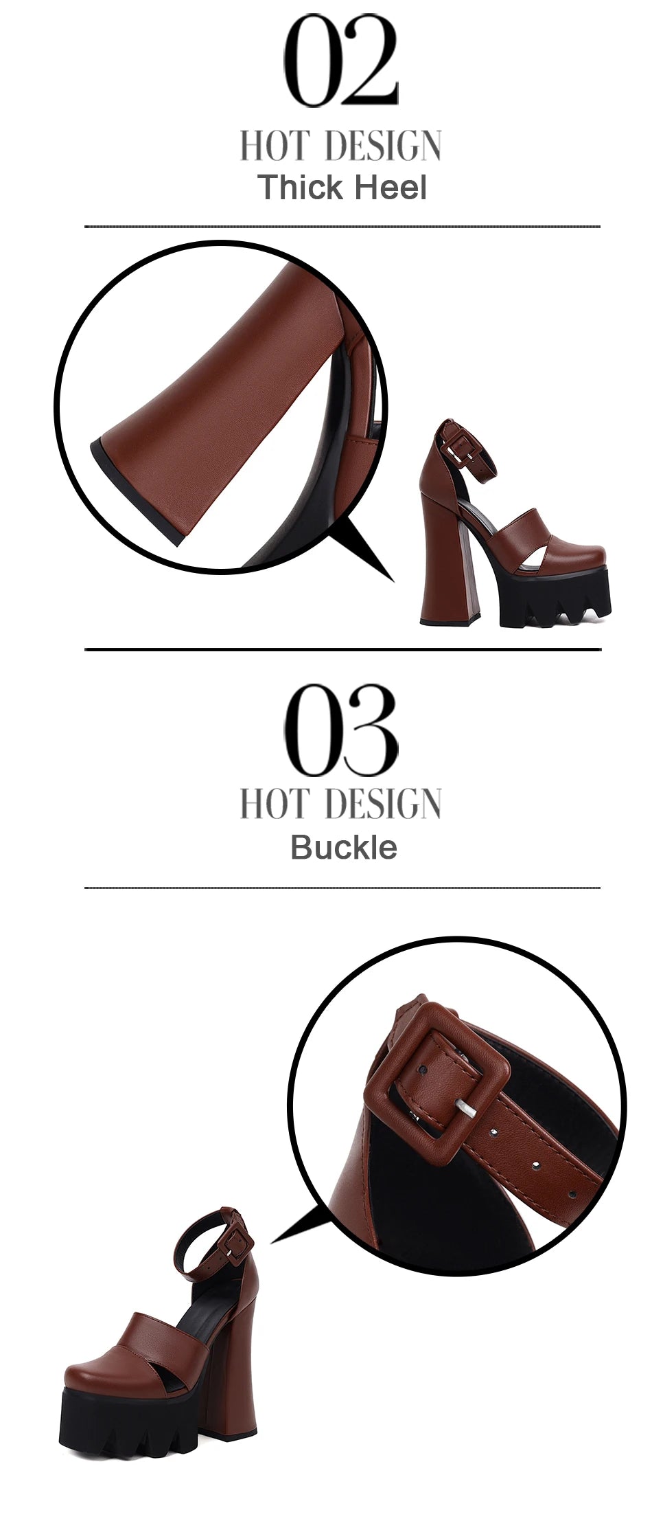 Punk Rock Style Platform Sandals Women Ankle Strap Belt Buckle Hegith Heels 15cm Sexy High Heels Shoes Cut Out Plus Size