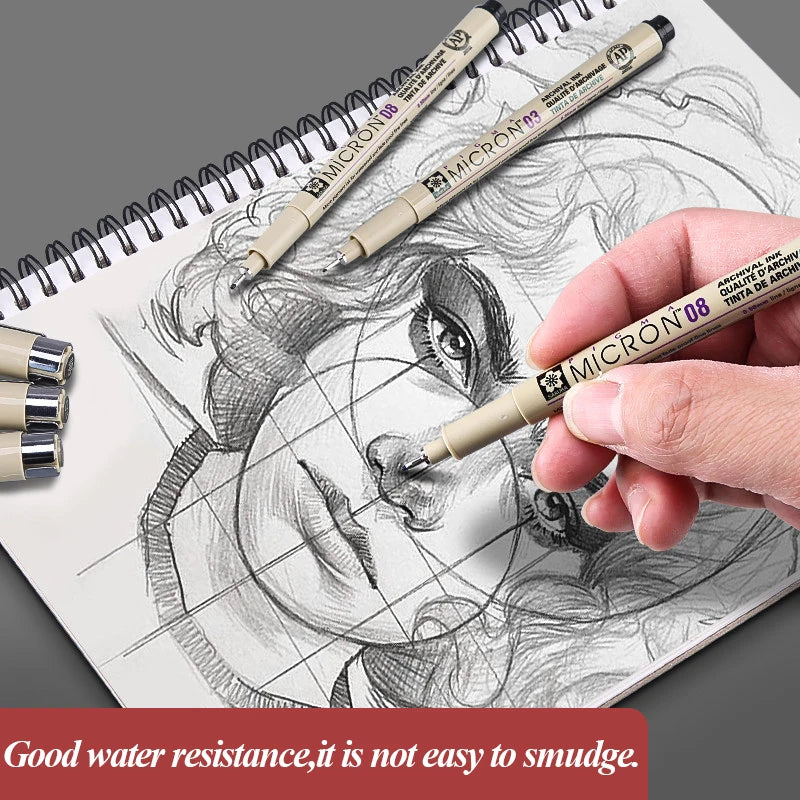 SAKURA Waterproof Micron Pen Set Waterproof Fine Liner Marker Pen Painting Drawing Sketch Markers Artistic Cartoon Design