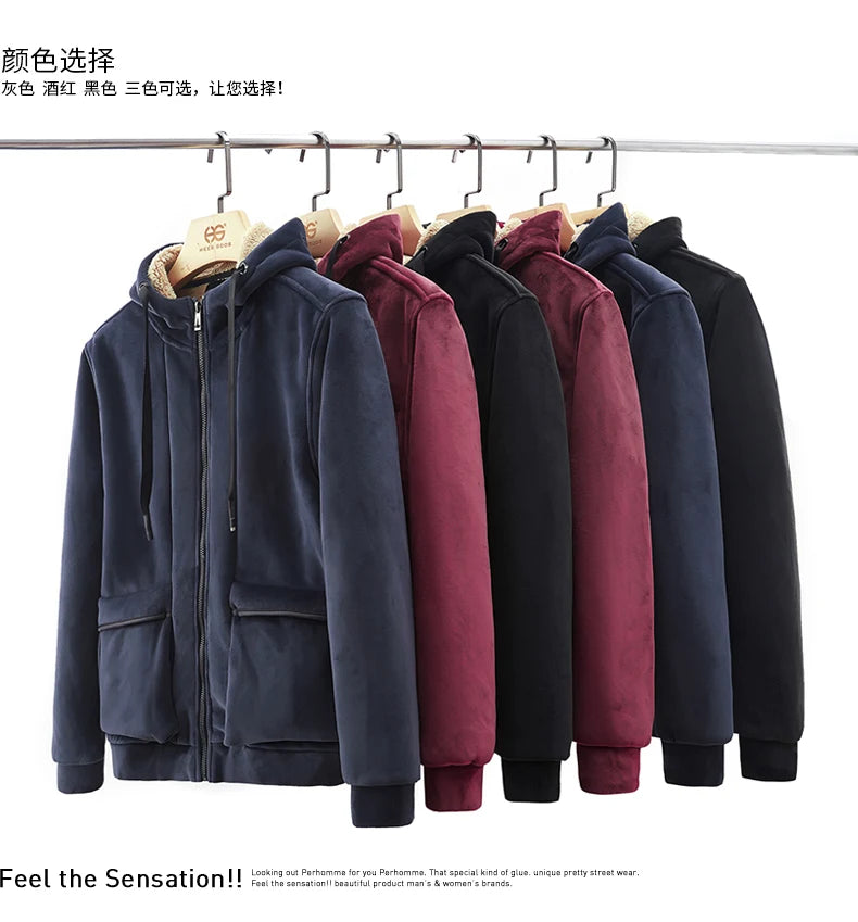 Men Winter Plus Velvet Thick Tracksuits Men's Lamb Cashmere Hoodies+vests+pants Three-pieces Sets Men Warm Casual Lamb Wool Sets