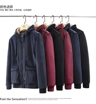 Men Winter Plus Velvet Thick Tracksuits Men's Lamb Cashmere Hoodies+vests+pants Three-pieces Sets Men Warm Casual Lamb Wool Sets