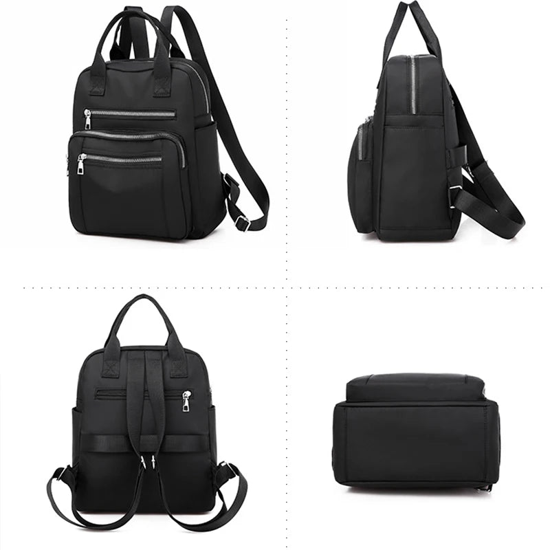Women Backpack Travel Casual Waterproof Women's Shoulder Bags Female Large Capacity Oxford Rucksack Black Purse