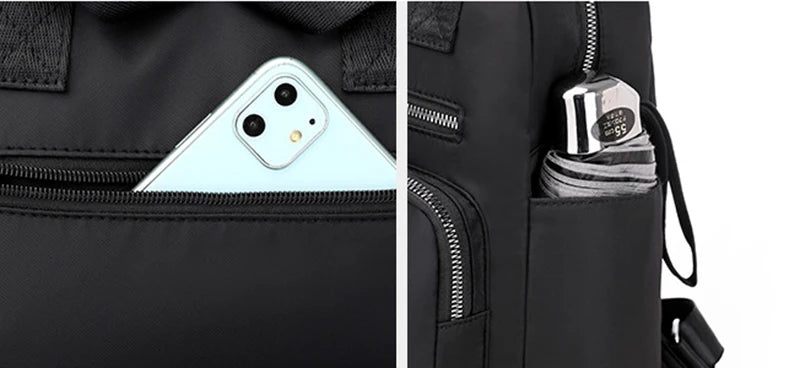 Women Backpack Travel Casual Waterproof Women's Shoulder Bags Female Large Capacity Oxford Rucksack Black Purse