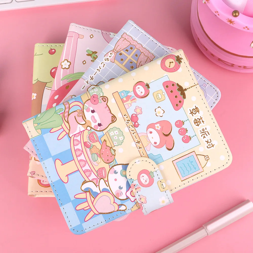 256 Page Children Cute Notebook Color Page Illustration Magnetic Button Soft Leather Diary Student Planner Agenda Notepad Book