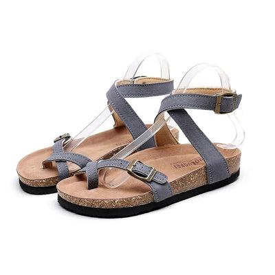 New Summer Women Cork Sandals Gladiator Beach Buckle Strap Solid Casual Outside Sandalias Shoe