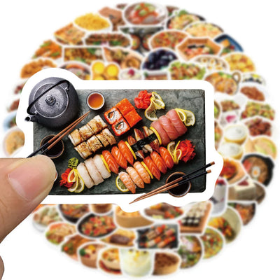 10/30/90pcs Cute Cartoon Food Stickers Delicacy Graffiti Decals Kids Toy DIY Phone Luggage Fridge Notebook Guitar Wall Sticker