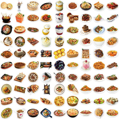 10/30/90pcs Cute Cartoon Food Stickers Delicacy Graffiti Decals Kids Toy DIY Phone Luggage Fridge Notebook Guitar Wall Sticker